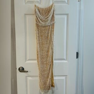 SHEIN Nude-Pearl Holiday Dress